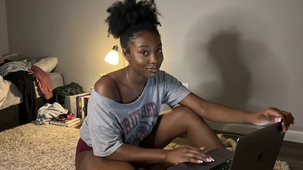 african woman on video chat