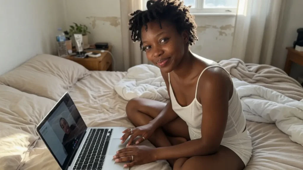 african video chat session in bedroom