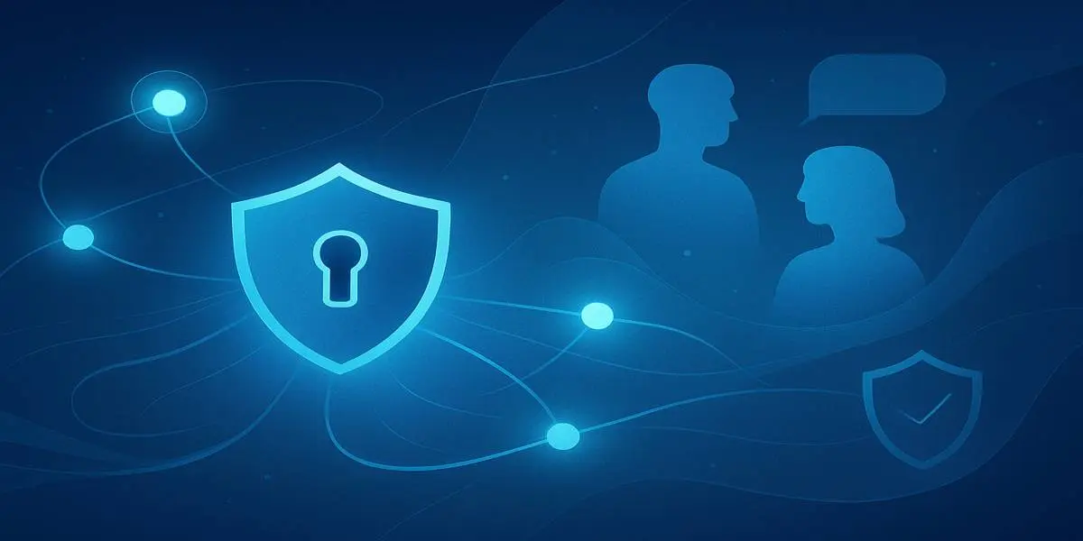 Tech illustration showing secure online connections for a ChatRuletka alternative.