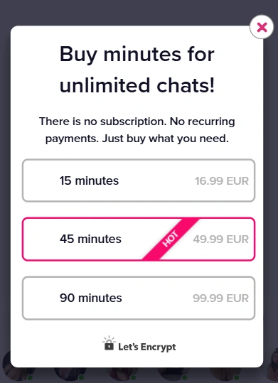 how to buy minutes to chat on instacams