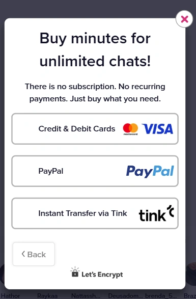 which payment methods are available on instacams